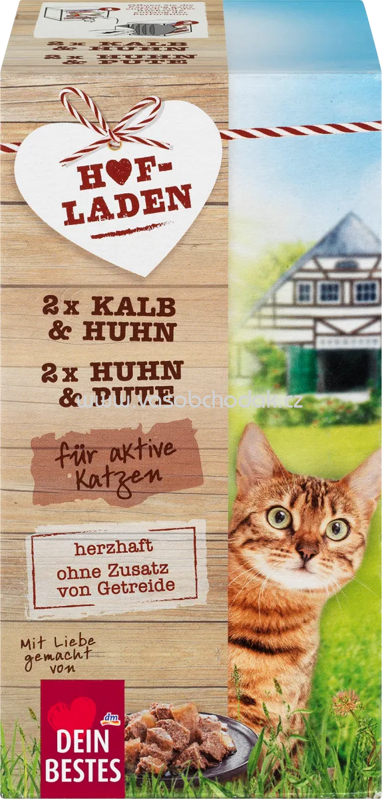 Dein Bestes Nassfutter Katze Hofladen 2x Kalb & Huhn, 2x Huhn & Pute, 4x85g