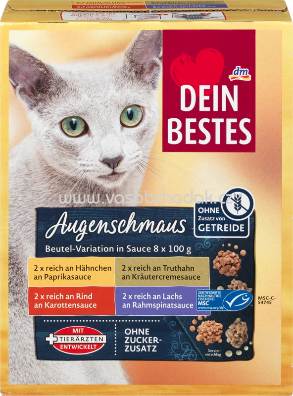 Dein Bestes Nassfutter Katze Augenschmaus Beutel-Variation in Sauce, 8x100g Dein Bestes Nassfutter Katze Augenschmaus Beutel-Variation in Sauce, 8x100g