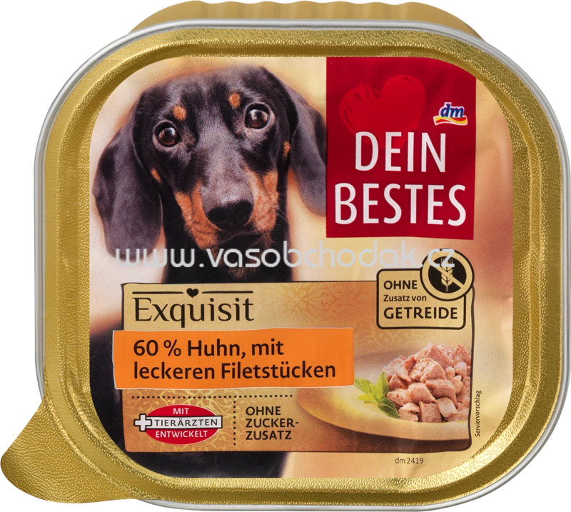 Dein Bestes Nassfutter Hund Exquisit 60% Huhn mit leckeren Fleischstücken, 300g Dein Bestes Nassfutter Hund Exquisit 60% Huhn mit leckeren Fleischstücken, 300g