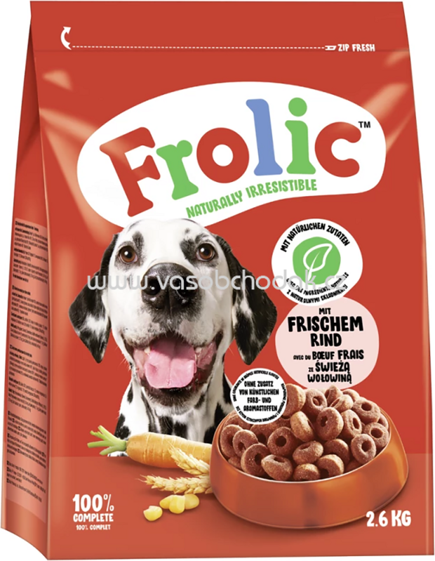 Frolic 100% Complete mit Rind, Karotten und Getreide, 3x2,6 kg, 7,8 kg Frolic 100% Complete mit Rind, Karotten und Getreide, 3x2,6 kg, 7,8 kg