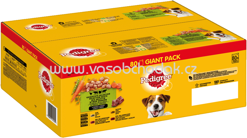 Pedigree Portionsbeutel Gemischte Selektion mit Gemüse in Sauce, 80x100g Pedigree Portionsbeutel Gemischte Selektion mit Gemüse in Sauce, 80x100g