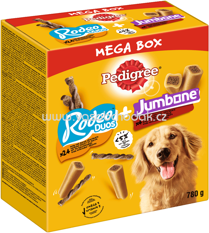 Pedigree Mega Box Snacks mit Rodeo Duos & Jumbone Riesenknochen Medium, 780g