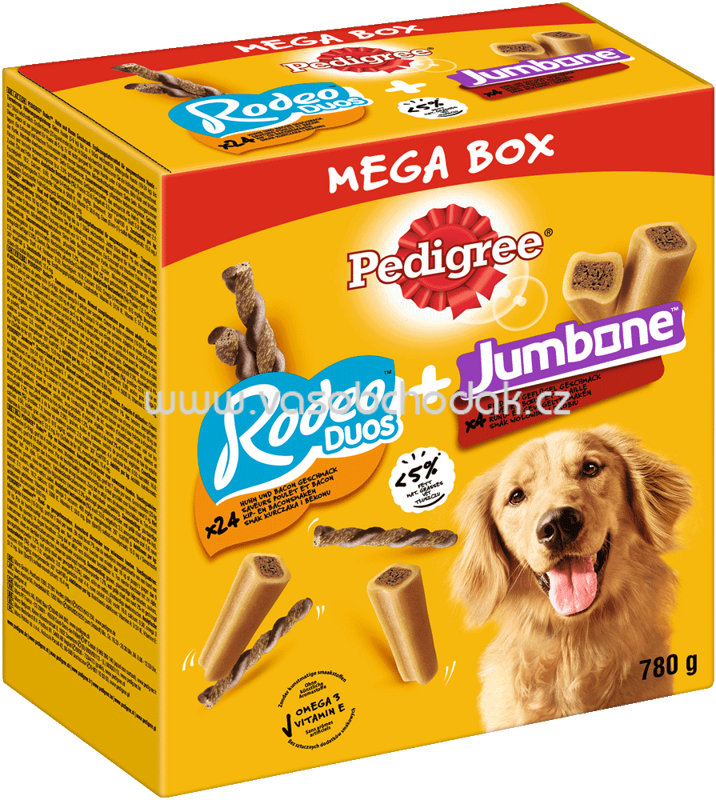 Pedigree Mega Box Snacks mit Rodeo Duos & Jumbone Riesenknochen Medium, 780g Pedigree Mega Box Snacks mit Rodeo Duos & Jumbone Riesenknochen Medium, 780g