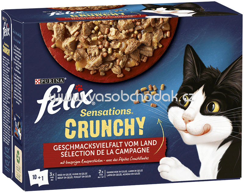 Purina Felix Sensations Crunchy Geschmacksvielfalt vom Land, 10x85g Purina Felix Sensations Crunchy Geschmacksvielfalt vom Land, 10x85g