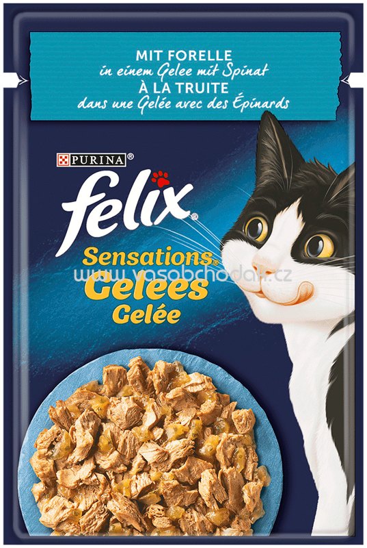 Purina Felix Sensations Gelees mit Forelle mit Spinat, 85g Purina Felix Sensations Gelees mit Forelle mit Spinat, 85g