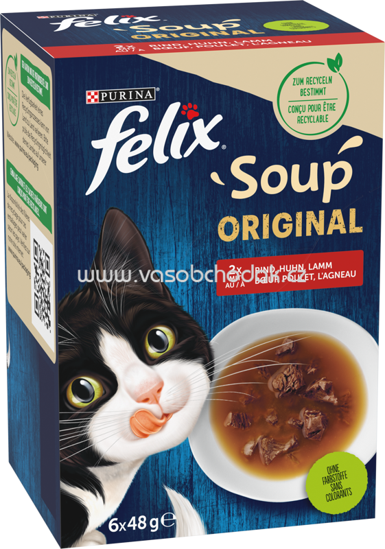 Purina Felix Soup Original Rind, Huhn, Lamm, 6x48g Purina Felix Soup Original Rind, Huhn, Lamm, 6x48g