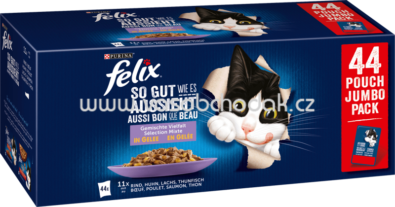 Purina Felix So gut wie es aussieht Gemischte Vielfalt in Gelee, 44x85g Purina Felix So gut wie es aussieht Gemischte Vielfalt in Gelee, 44x85g