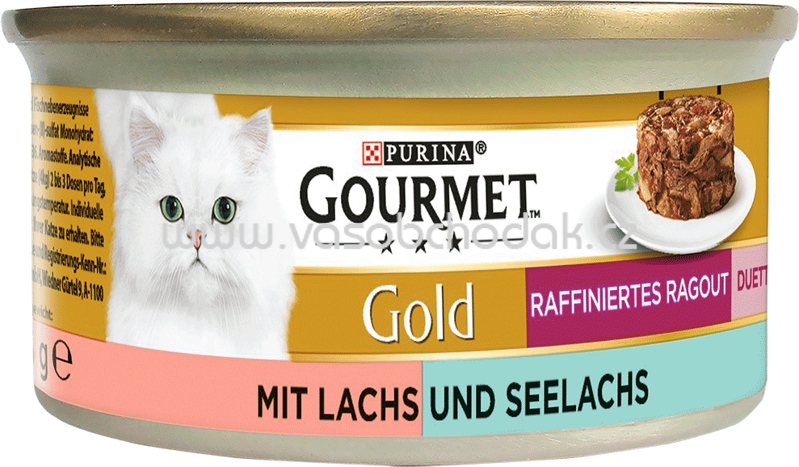 Purina Gourmet Gold Raffiniertes Ragout Duetto mit Lachs & Seelachs, 85g
