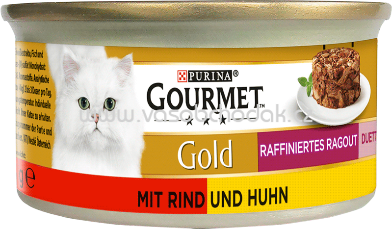 Purina Gourmet Gold Raffiniertes Ragout Duetto mit Rind und Huhn, 85g