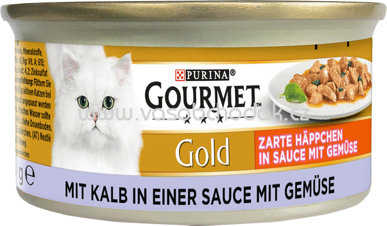 Purina Gourmet Gold Zarte Häppchen in Sauce mit Gemüse mit Kalb in einer Sauce mit Gemüse, 85g