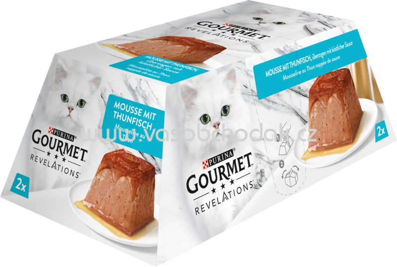 Purina Gourmet Revelations Mousse mit Thunfisch, überzogen mit köstlicher Sauce, 2x57g Purina Gourmet Revelations Mousse mit Thunfisch, überzogen mit köstlicher Sauce, 2x57g