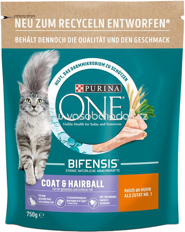 Purina ONE Coat & Hairball reich an Huhn und Vollkorn-Getreide, 750g