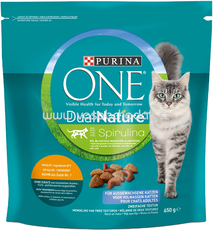 Purina ONE Dual Nature Spirulina für ausgewachsene Katzen reich an Huhn, 650g