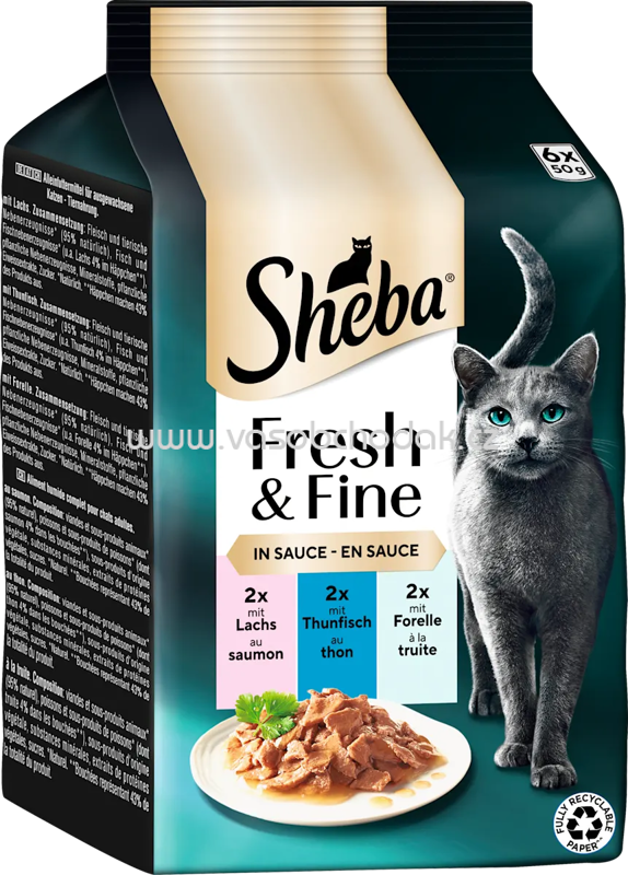 Sheba Fresh & Fine in Sauce 2x Lachs, 2x Thunfisch, 2x Forelle, 6x50g