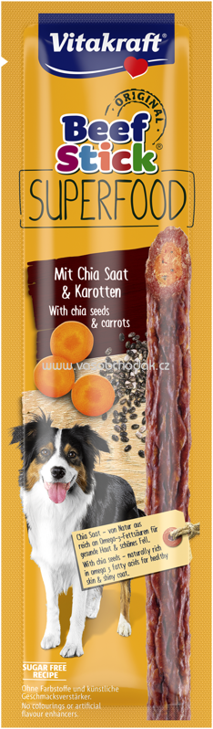Vitakraft Beef Stick Superfood mit Chia Saat und Karotten, 1 St, 30g Vitakraft Beef Stick Superfood mit Chia Saat und Karotten, 1 St, 30g