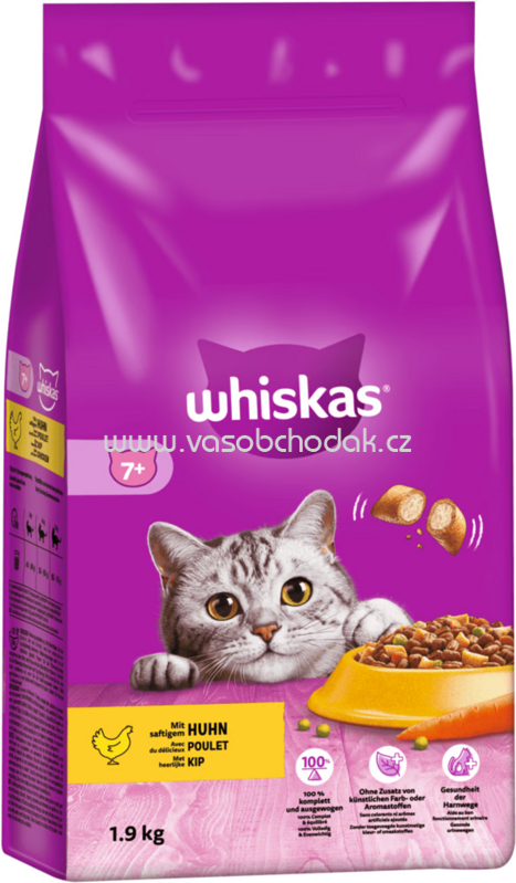 Whiskas Trockenfutter mit Huhn, 7+ Jahre, 1,9 kg