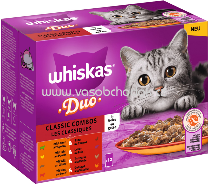 Whiskas Portionsbeutel Duo Classic Combos in Gelee, 12x85g Whiskas Portionsbeutel Duo Classic Combos in Gelee, 12x85g