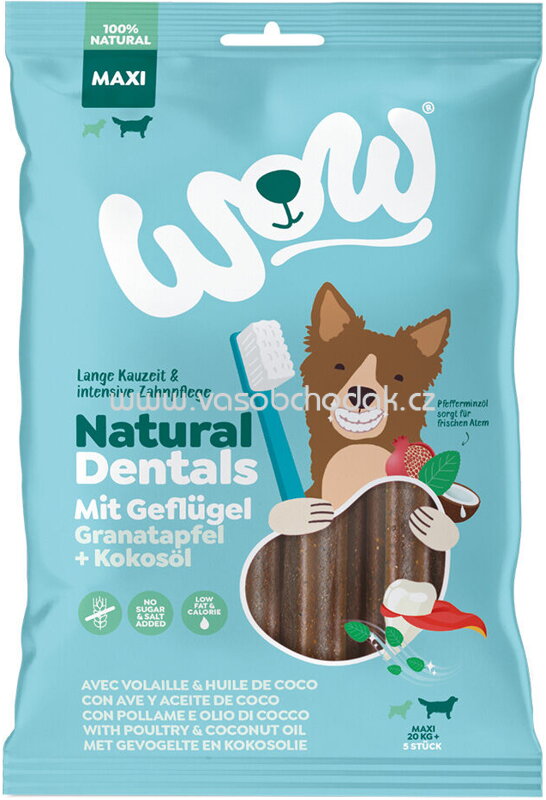Wow Natural Dentals Maxi mit Geflügel Granatapfel und Kokosöl, 5 St Wow Natural Dentals Maxi mit Geflügel Granatapfel und Kokosöl, 5 St