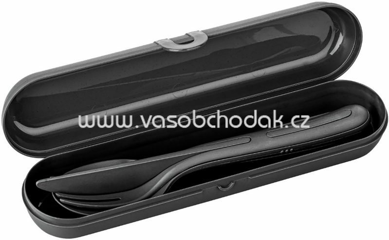 Koziol Besteck Set und Box Klikk Ready Grau, 1 Set