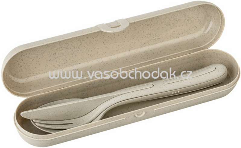Koziol Besteck Set und Box Klikk Ready Sand, 1 Set