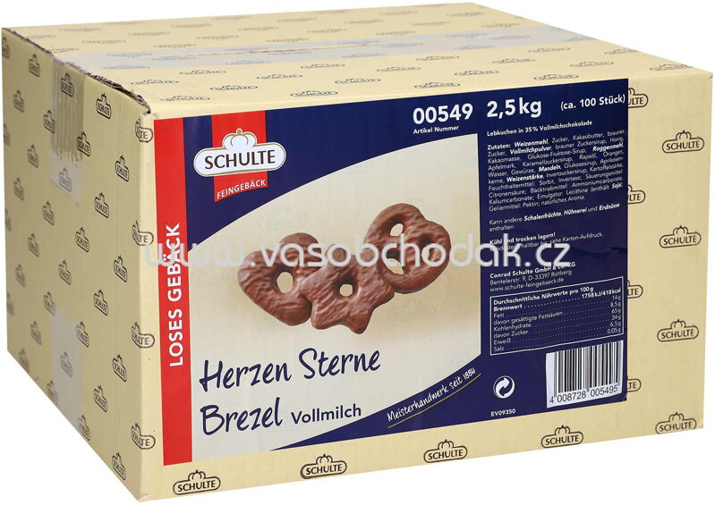 Schulte Herzen-Sterne-Brezel Vollmilch, 2,5kg