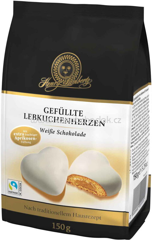 Henry Lambertz Gefüllte Lebkuchenherzen Weiße Schokolade, 150g Henry Lambertz Gefüllte Lebkuchenherzen Weiße Schokolade, 150g