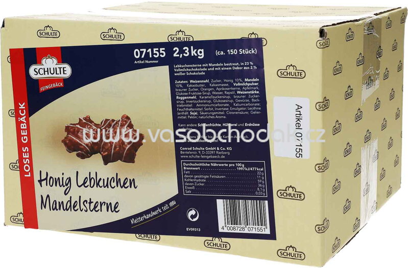 Schulte Honig Lebkuchen Mandelsterne, 2,3kg Schulte Honig Lebkuchen Mandelsterne, 2,3kg