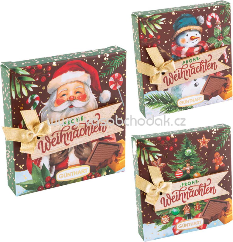 Günthart Kleines Pralinenpräsent mit Holzdekoration, 38g
