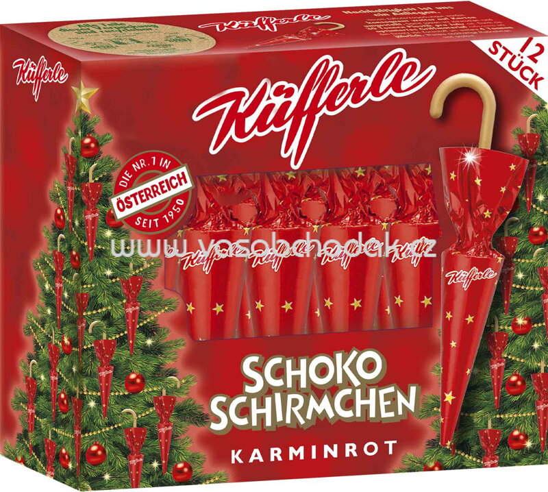 Küfferle Schokoschirmchen Karminrot, 12 St, 162g Küfferle Schokoschirmchen Karminrot, 12 St, 162g