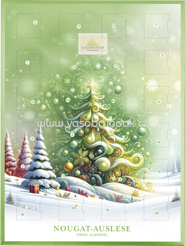 Lauensteiner Adventskalender Nougat Auslese ohne Alkohol, 300g