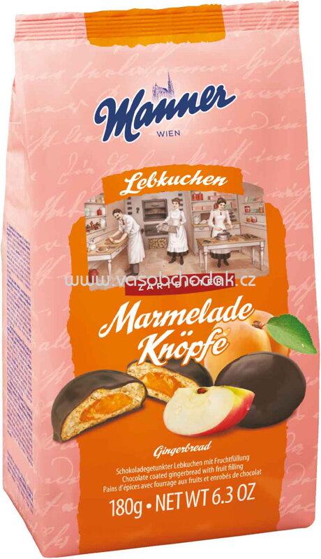 Manner Lebkuchen Marmelade Knöpfe Zartbitter, 180g Manner Lebkuchen Marmelade Knöpfe Zartbitter, 180g