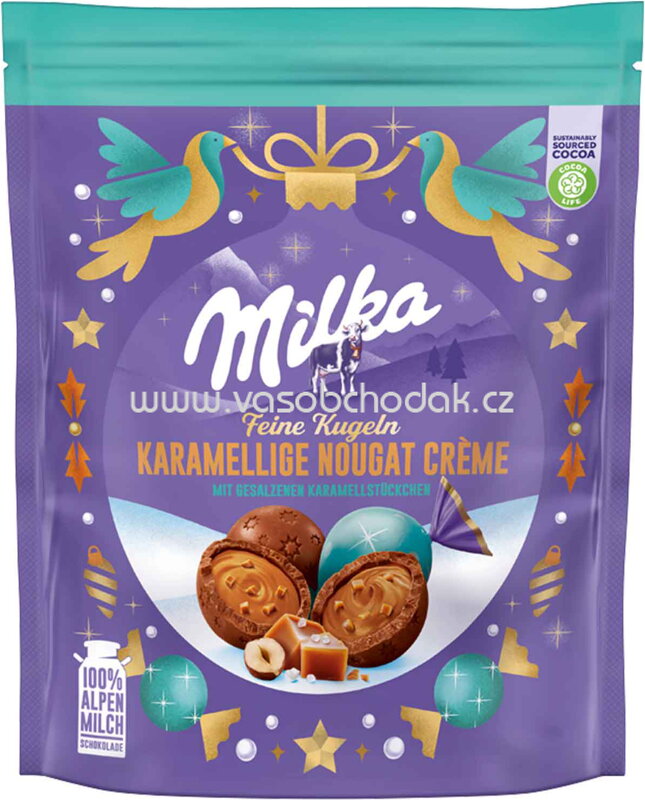 Milka Feine Kugeln Karamellige Nougat-Crème, 90g
