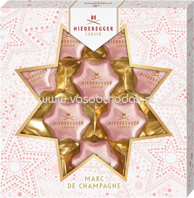 Niederegger Weihnachtssterne Marc de Champagne, 125g