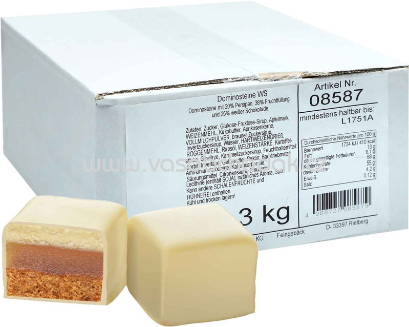 Schulte Dominosteine Weiße Schokolade, 3kg Schulte Dominosteine Weiße Schokolade, 3kg