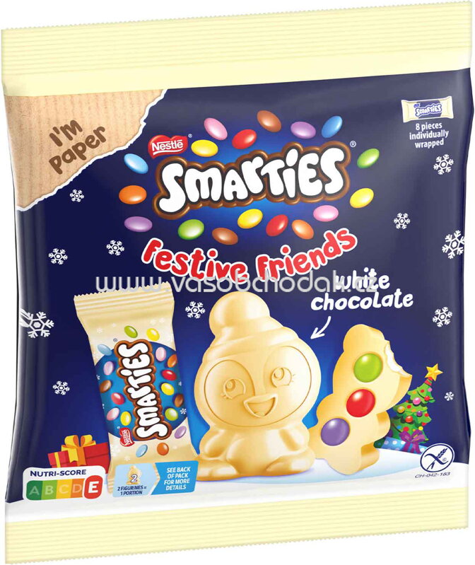 Smarties Festive Friends White, 8 St, 65g Smarties Festive Friends White, 8 St, 65g