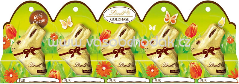 Lindt Mini-Goldhasen Edelbitter perforiert, 5 St, 50g