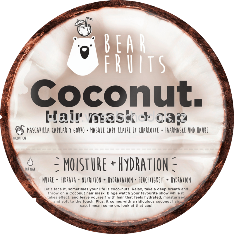 Bear Fruits Haarmaske Coconut, Hair mask + cap, 20 ml Bear Fruits Haarmaske Coconut, Hair mask + cap, 20 ml