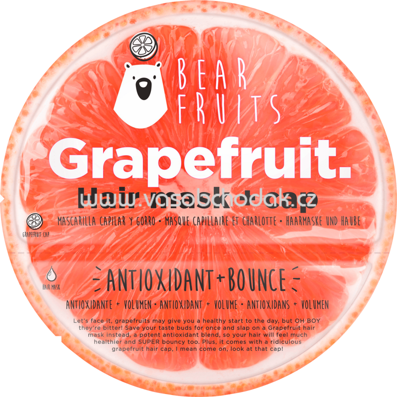 Bear Fruits Haarmaske Grapefruit, Hair mask + cap, 20 ml Bear Fruits Haarmaske Grapefruit, Hair mask + cap, 20 ml