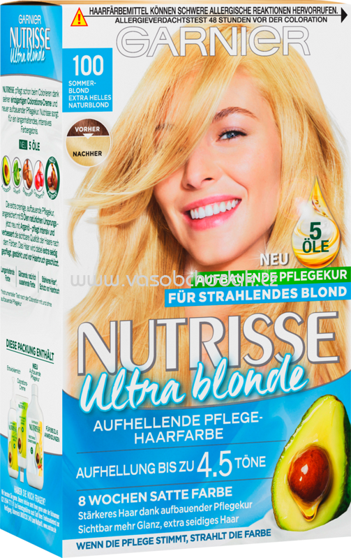 GARNIER Nutrisse Ultra Blonde Haarfarbe Sommerblond Extra Helles Naturblond 100, 1 St GARNIER Nutrisse Ultra Blonde Haarfarbe Sommerblond Extra Helles Naturblond 100, 1 St
