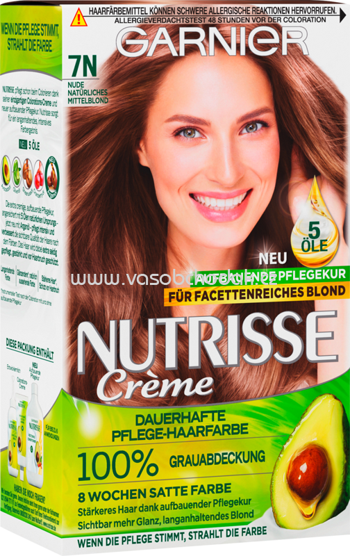 GARNIER Nutrisse Crème Haarfarbe Nude Natürliches Mittelblond 7N, 1 St