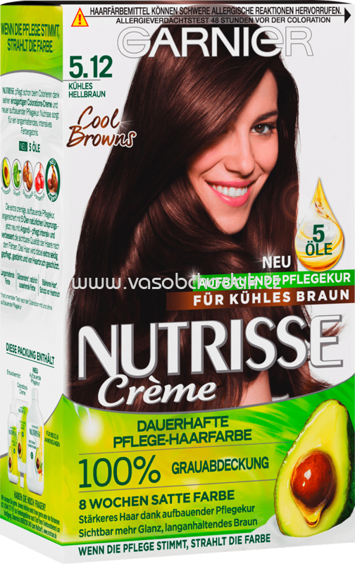 GARNIER Nutrisse Crème Haarfarbe Kühles Hellbraun 5.12, 1 St