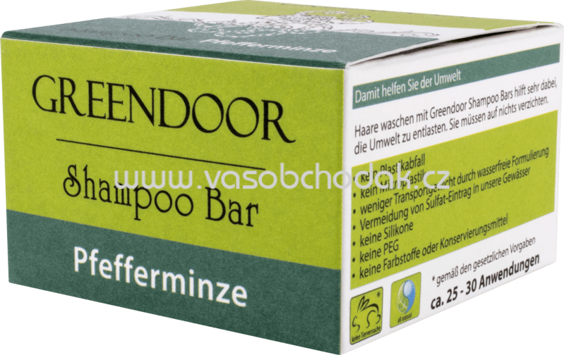 Greendoor Festes Shampoo Pfefferminze, 75g