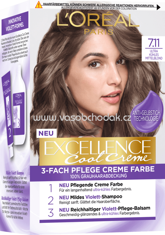 L'ORÉAL Paris Excellence Cool Creme Haarfarbe Mittelblond 7.11, 1 St L'ORÉAL Paris Excellence Cool Creme Haarfarbe Mittelblond 7.11, 1 St