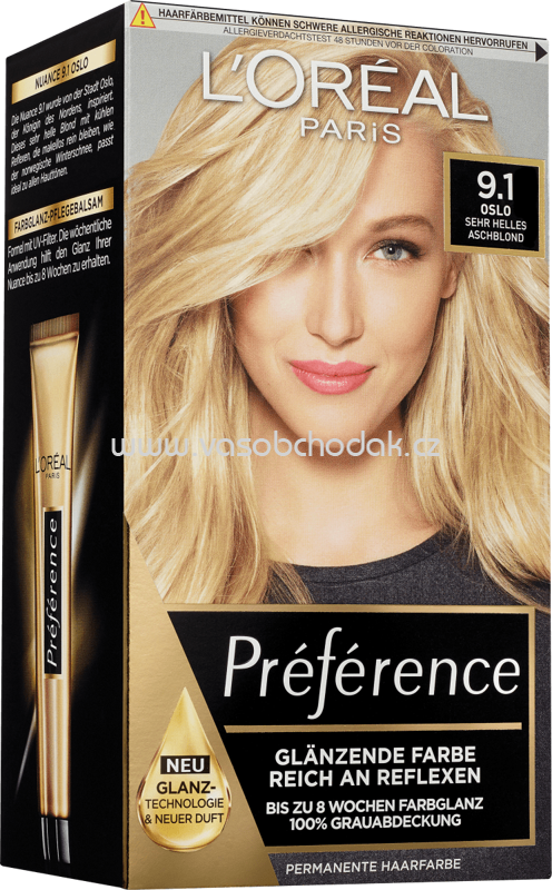 L'ORÉAL Paris Préférence Haarfarbe Oslo Sehr Helles Aschblond 9.1, 1 St L'ORÉAL Paris Préférence Haarfarbe Oslo Sehr Helles Aschblond 9.1, 1 St