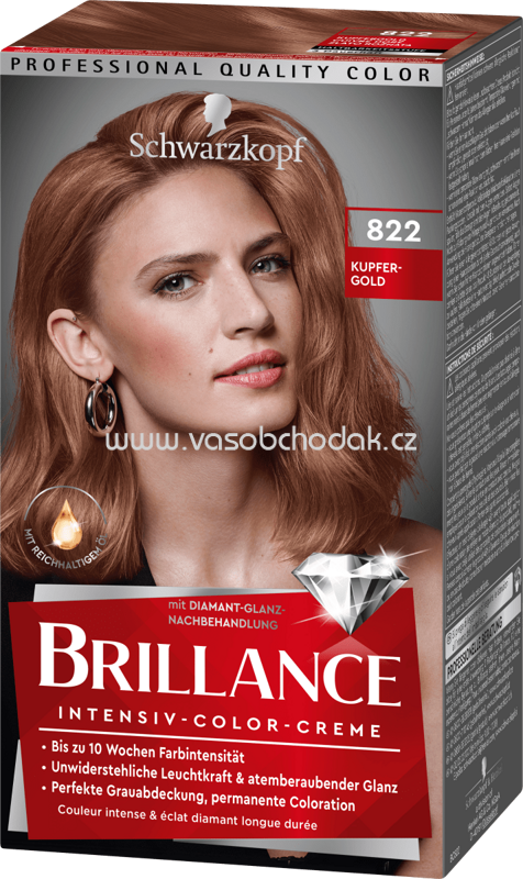 Schwarzkopf Brillance Haarfarbe Kupfergold 822, 1 St Schwarzkopf Brillance Haarfarbe Kupfergold 822, 1 St