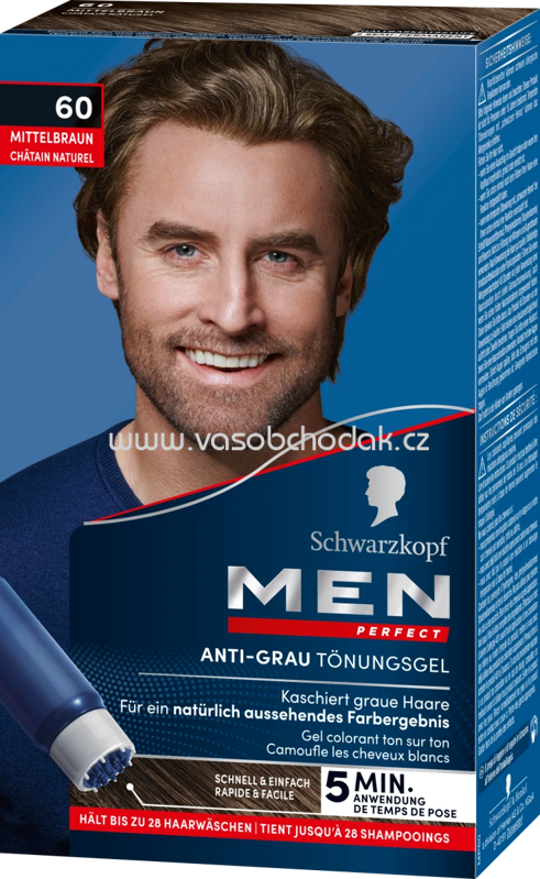 Schwarzkopf Men Perfect Tönung Anti-Grau-Gel Natur Mittelbraun 60, 1 St Schwarzkopf Men Perfect Tönung Anti-Grau-Gel Natur Mittelbraun 60, 1 St