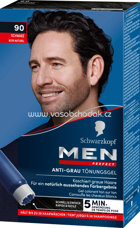 Schwarzkopf Men Perfect Tönung Anti-Grau-Gel Natur Schwarz 90, 1 St Schwarzkopf Men Perfect Tönung Anti-Grau-Gel Natur Schwarz 90, 1 St