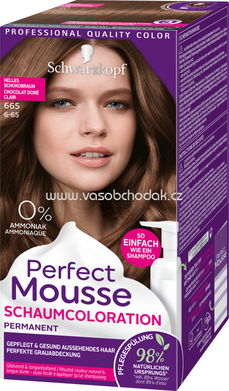 Schwarzkopf Perfect Mousse Haarfarbe Schaum Helles Schokobraun 665, 1 St Schwarzkopf Perfect Mousse Haarfarbe Schaum Helles Schokobraun 665, 1 St