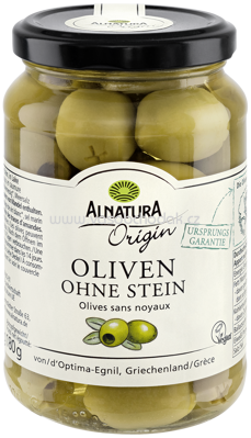 Alnatura Origin Grüne Oliven ohne Stein, 350g