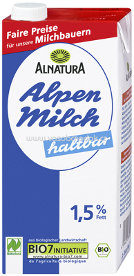 Alnatura Haltbare Alpenmilch 1,5%, 1 l
